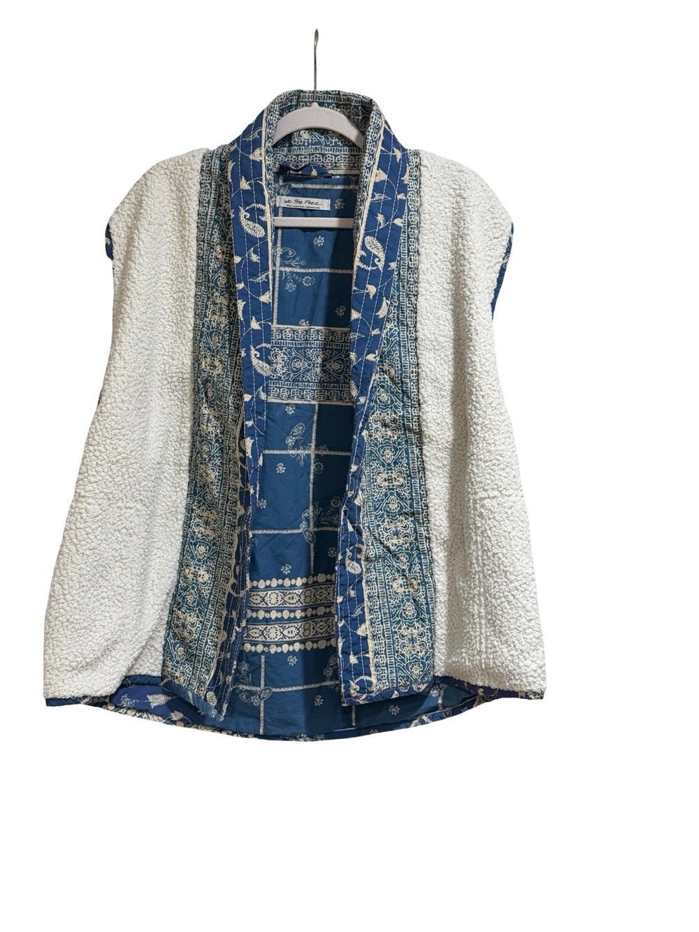🌟 Free People Vera Plaid Patch Sherpa Vest Oversized Teddy Fleece Size S - Picture 3 of 13